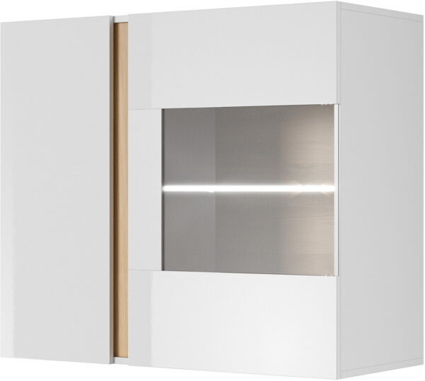Βιτρίνα κρεμαστή 36146-ARCW-WV Λευκό+Λευκό High Gloss+Grandson 96,5×82,5x40cm