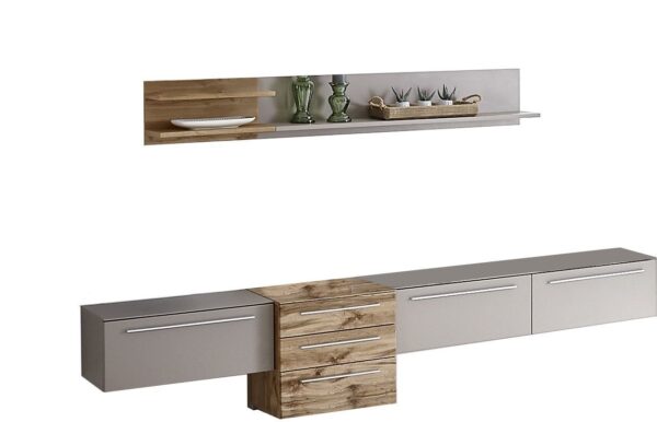 Σύνθεση τοίχου Binz-2 Γραφίτης+Βασάλτης 300x206x43-37cm