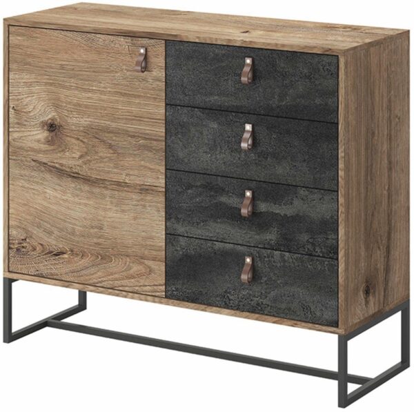 Μπουφές Dark χρώμα Βελανιδιά+black stone 103x89x39cm