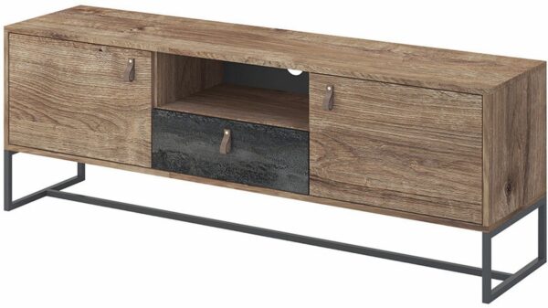 Έπιπλο τηλεόρασης Dark χρώμα Βελανιδιά+black stone 153x54x39cm