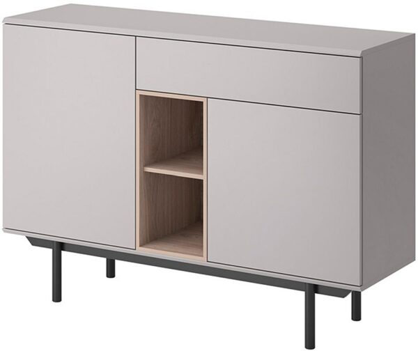 Μπουφές Inox: Γκρι+Jackson Hickory 125x89x40