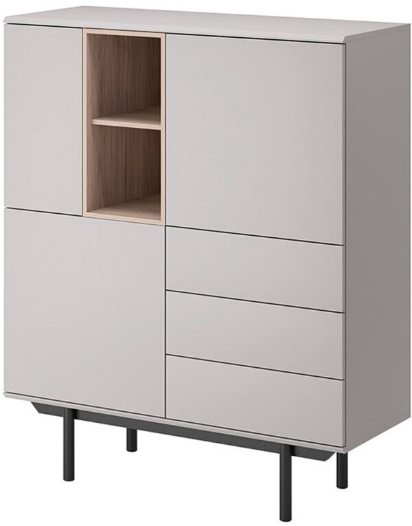 Μπουφές Inox: Γκρι+Jackson Hickory 100x121x40cm