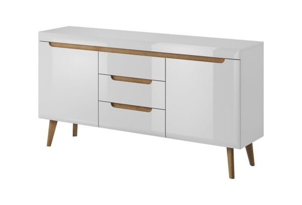 Μπουφές Nordi με συρτάρια Λευκό+λευκό Higloss+Riviera 160x83x40cm
