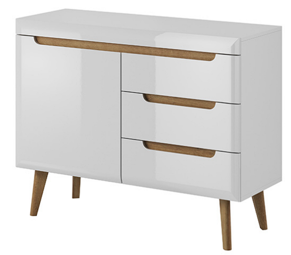 Μπουφές Nordi με συρτάρια Λευκό+λευκό Higloss +Riviera 107x83x40cm