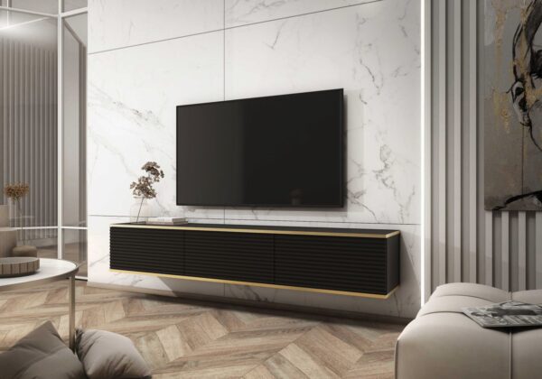 Έπιπλο τηλεόρασης ORO_MDF επιτοίχιο ανθρακί 175x30x32cm