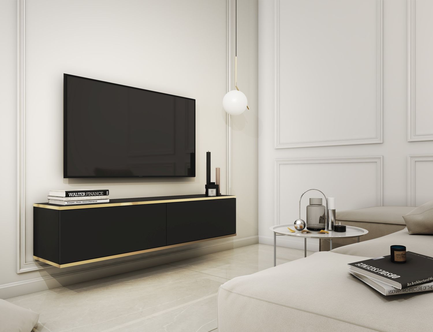 Έπιπλο τηλεόρασης ORO επιτοίχιο ανθρακί 135x30x32cm