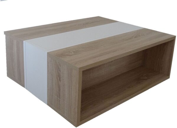 Τραπεζάκι Raylie-1 Φυσικό+Λευκό 90x41x75cm