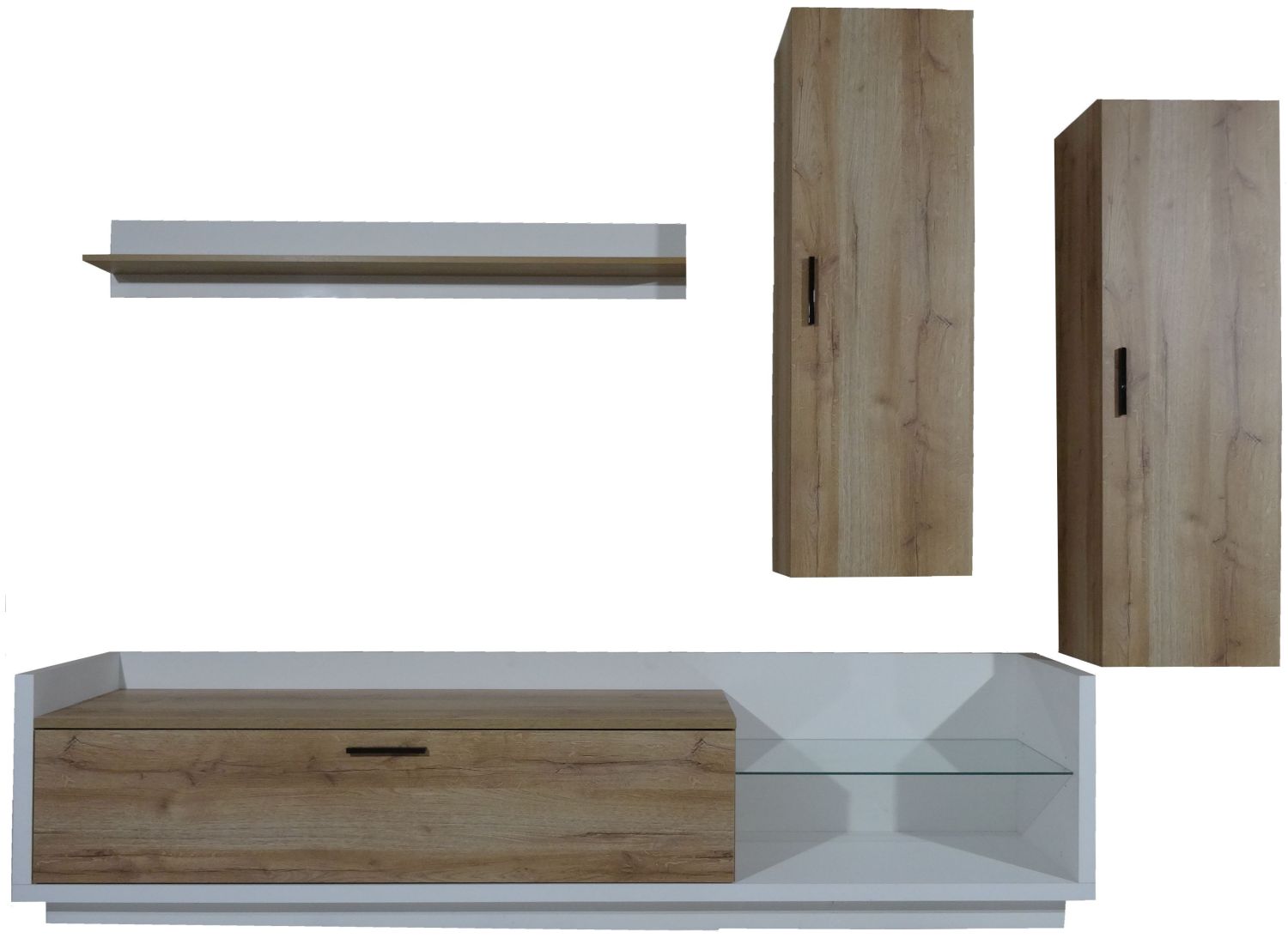 Σύνθεση τοίχου Talina Λευκό+Kingstone Oak 270x175x48cm