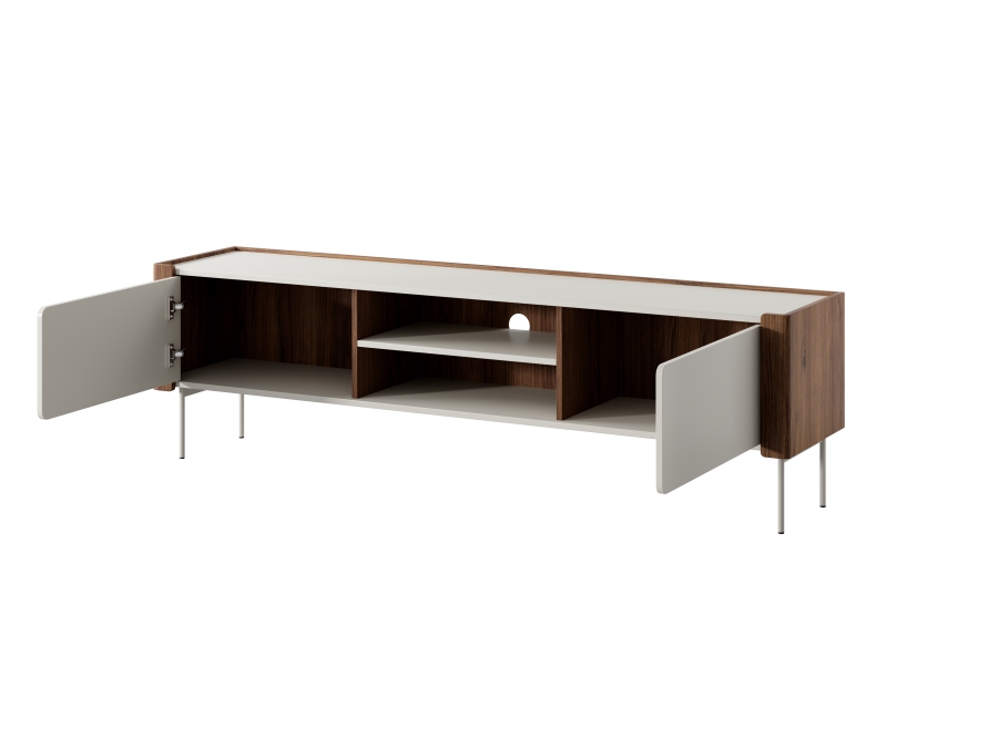 Έπιπλο τηλεόρασης Wrap Λευκό Kazmir + Καρυδιά 180x52x39cm - Image 3