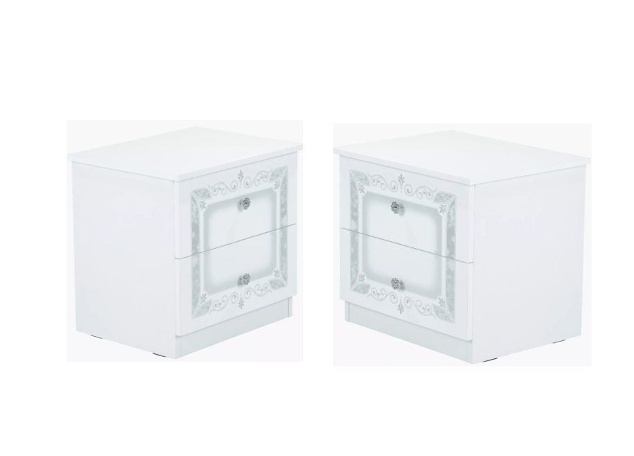 Σετ δύο κομοδίνα Luiza λευκό High gloss 50x49x39cm (ΜxΥxΒ)