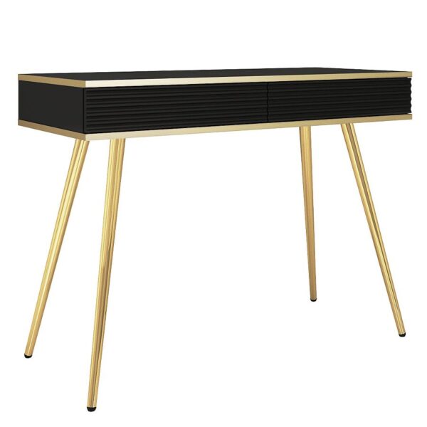 Κονσόλα Oro MDF ανθρακί με χρυσά πόδια 102x80x50cm
