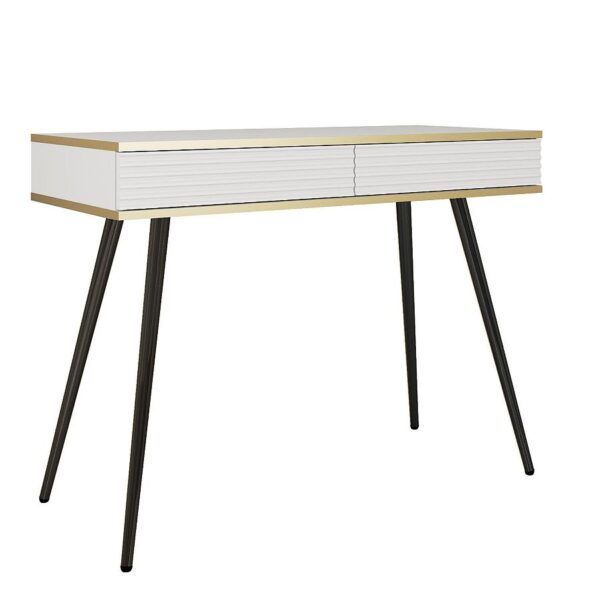 Κονσόλα Oro MDF Λευκό με μαύρα πόδια 102x80x50cm
