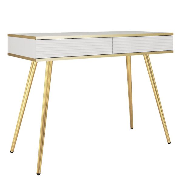 Κονσόλα Oro MDF λευκό με χρυσά πόδια 102x80x50cm